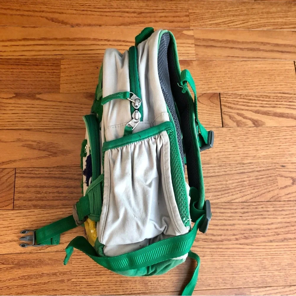 Pottery Barn Kids Gray and Green Mackenzie Chenille Dinosaur Appliqués Backpack